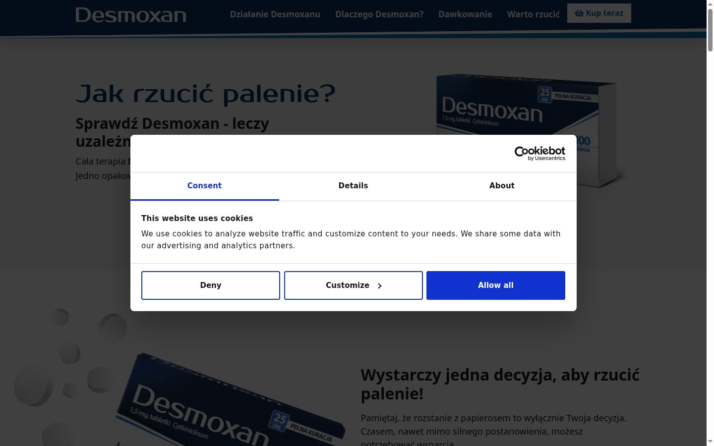 Screenshot tal-banner tal-kunsens muri qabel kwalunkwe interazzjoni