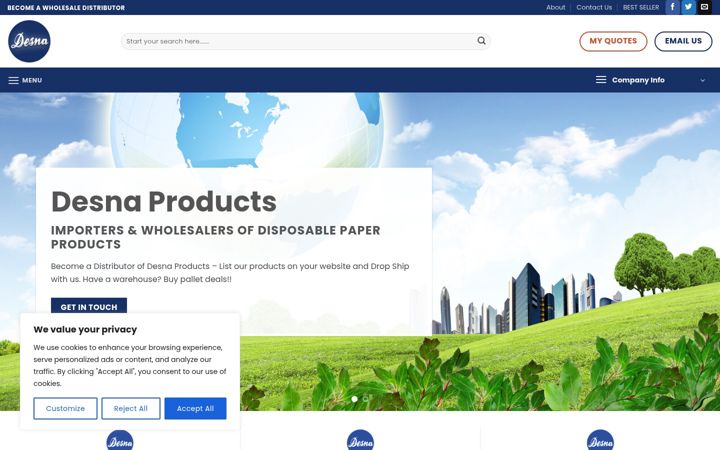 Screenshot of desnaproducts.com