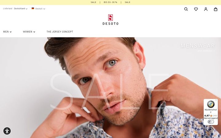 Screenshot stránky desoto-shirts.de