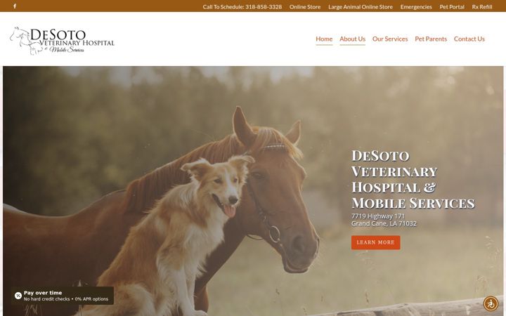 Screenshot of desotoveterinary.com