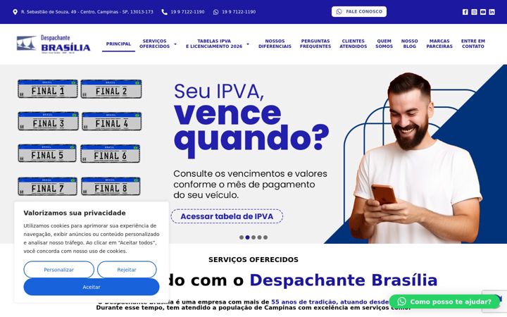 Ekraanipilt saidist despachantebrasilia.com.br