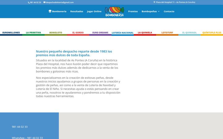 Screenshot stránky despachodeloteria.es