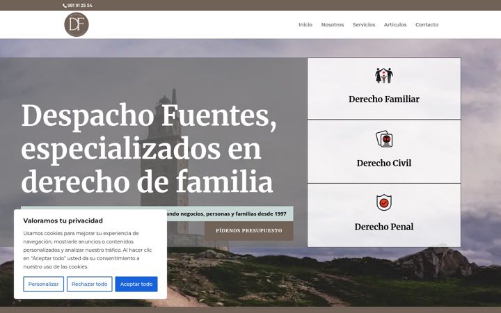 Screenshot stránky despachofuentes.es