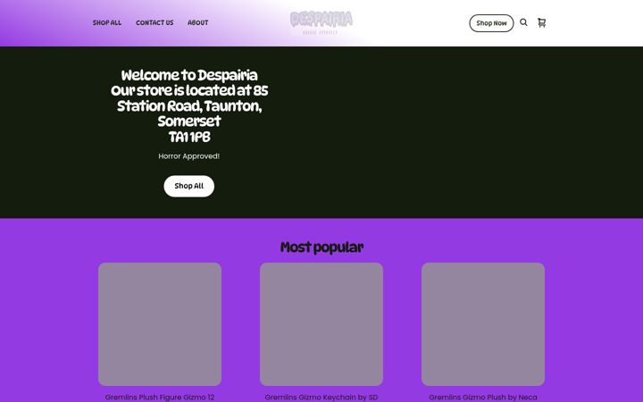 Skjermbilde av despairiahorror.co.uk
