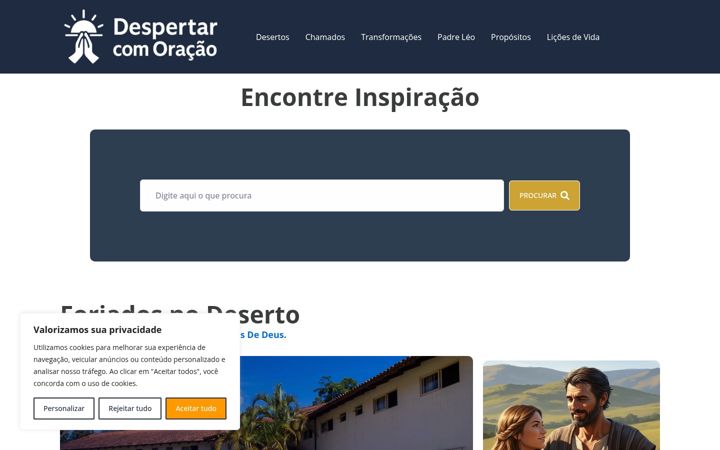 Ekraanipilt saidist despertarcomoracao.com.br