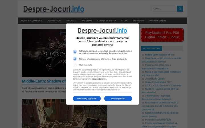 Kuvakaappaus sivustosta despre-jocuri.info