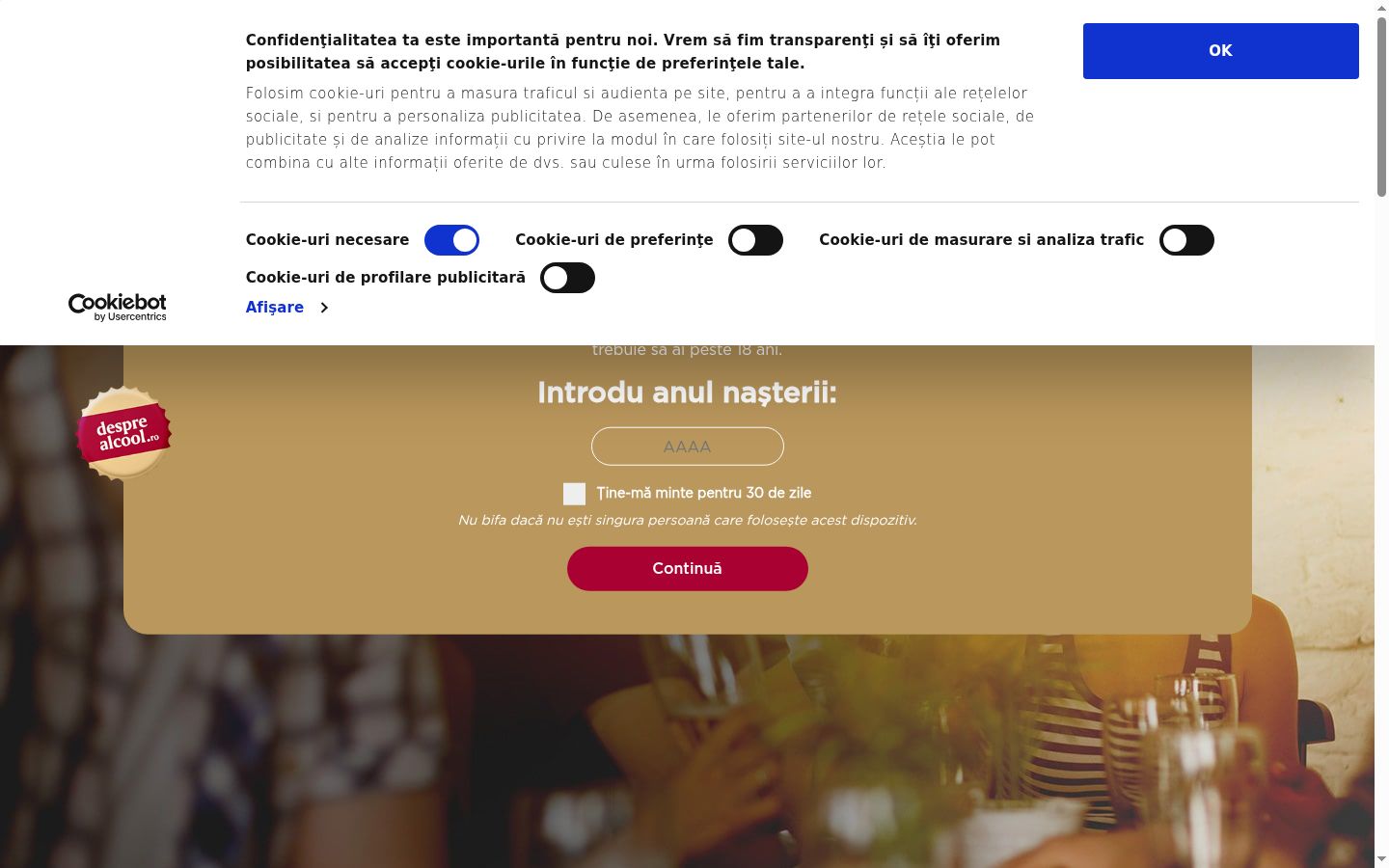 Screenshot of the consent banner shown before any interaction