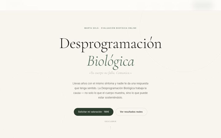 Captură de ecran a desprogramacionbiologica.net
