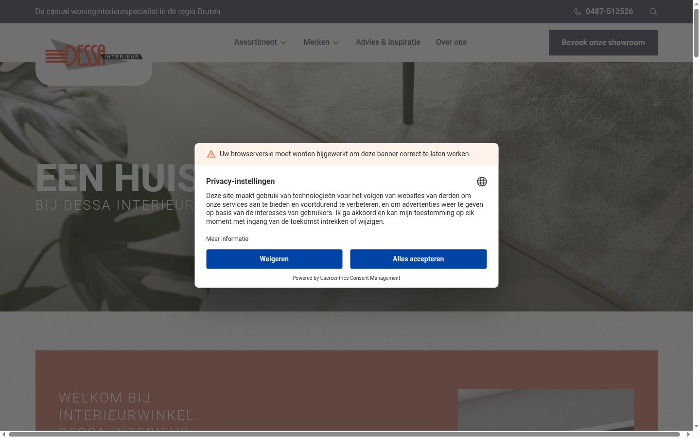 Screenshot des Einwilligungsbanners vor jeglicher Interaktion