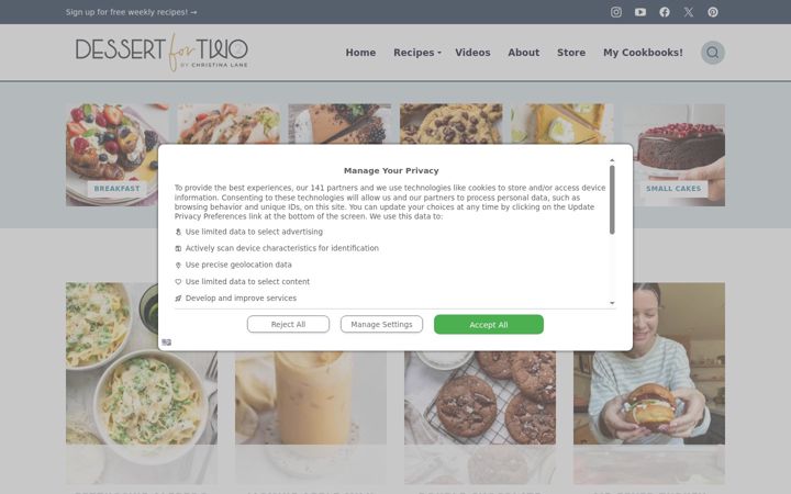 Screenshot of dessertfortwo.com