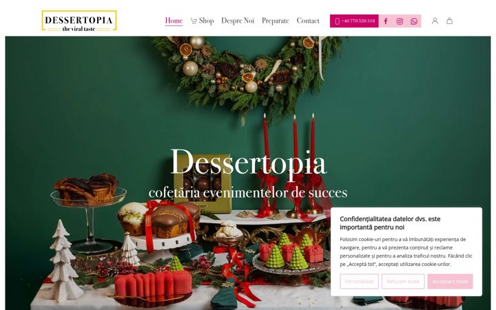 Screenshot stránky dessertopia-oradea.ro