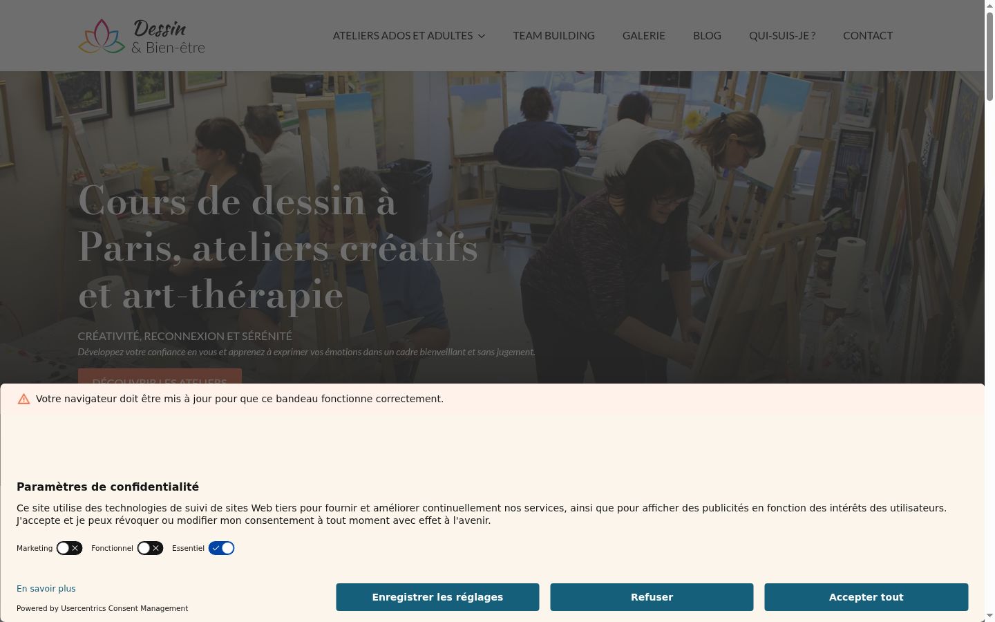 Screenshot of the consent banner shown before any interaction
