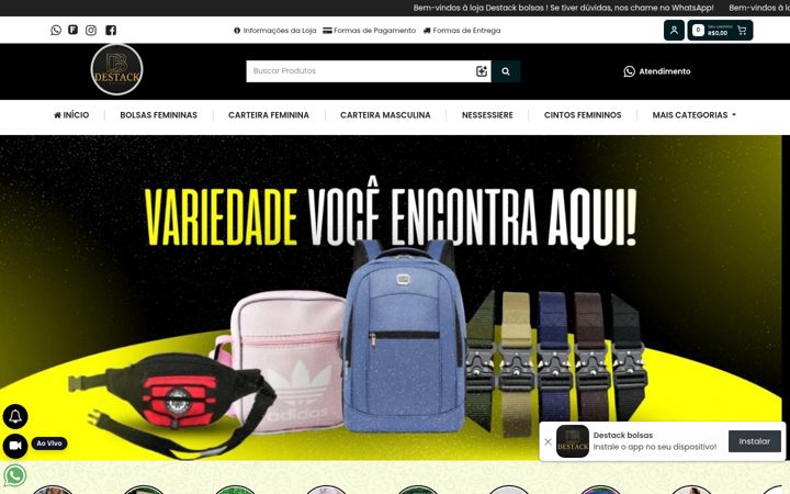 Ekraanipilt saidist destackbolsas.com.br