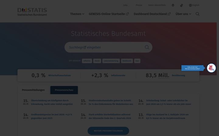 Screenshot di destatis.de