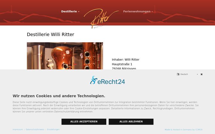 Screenshot of destillerie-ritter.de
