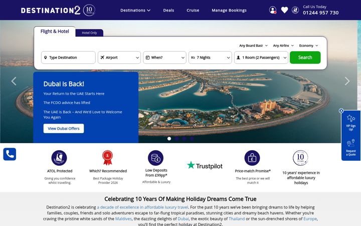Screenshot of destination2.co.uk