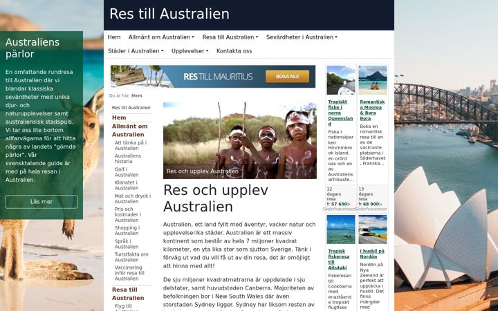 Skærmbillede af destinationaustralien.se
