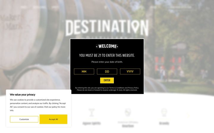 Screenshot of destinationdistillery.com