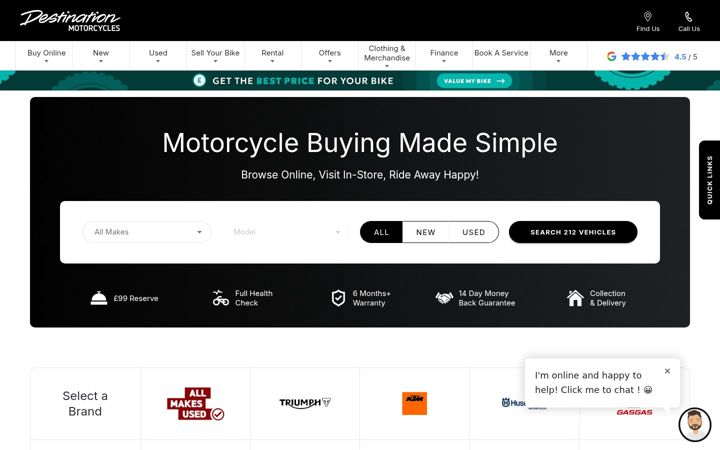Skjermbilde av destinationmotorcycles.co.uk