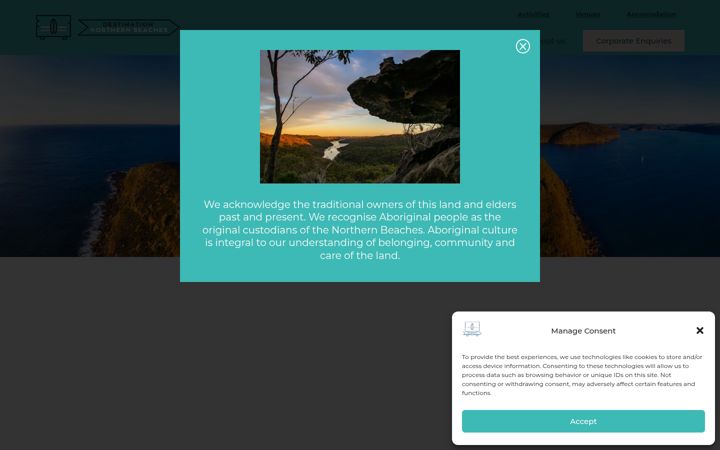 Captura de ecrã de destinationnorthernbeaches.com.au