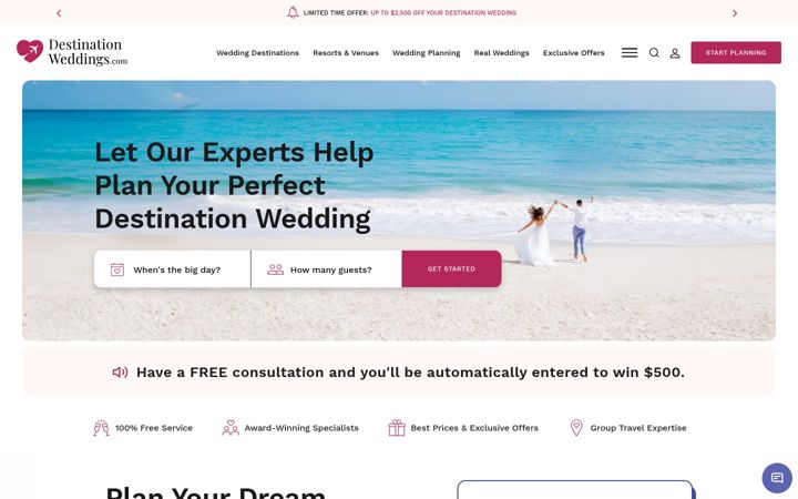 Ekrano kopija destinationweddings.com