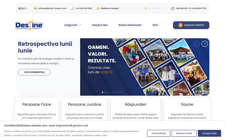 Screenshot stránky destine-broker.ro