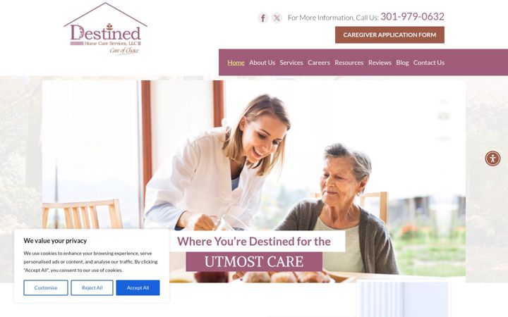 Screenshot of destinedhomecare.com