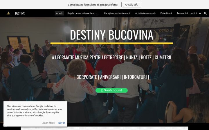 Screenshot of destinybucovina.com