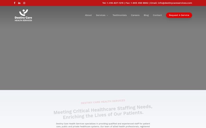 Screenshot of destinycareservices.com