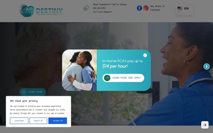 Screenshot of destinyhelperservices.com