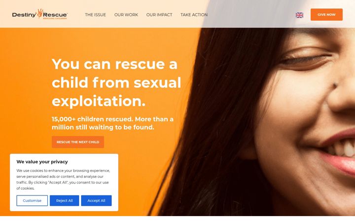 Screenshot ta' destinyrescue.org.uk