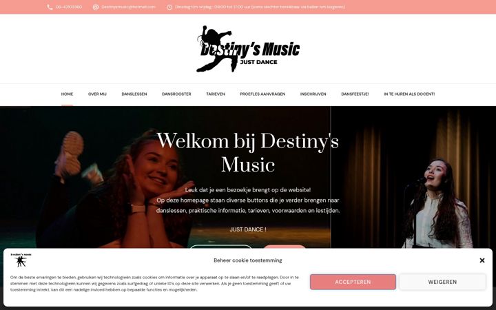 Screenshot ta' destinysmusic.nl