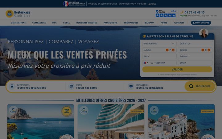 Screenshot of destockagecroisieres.fr