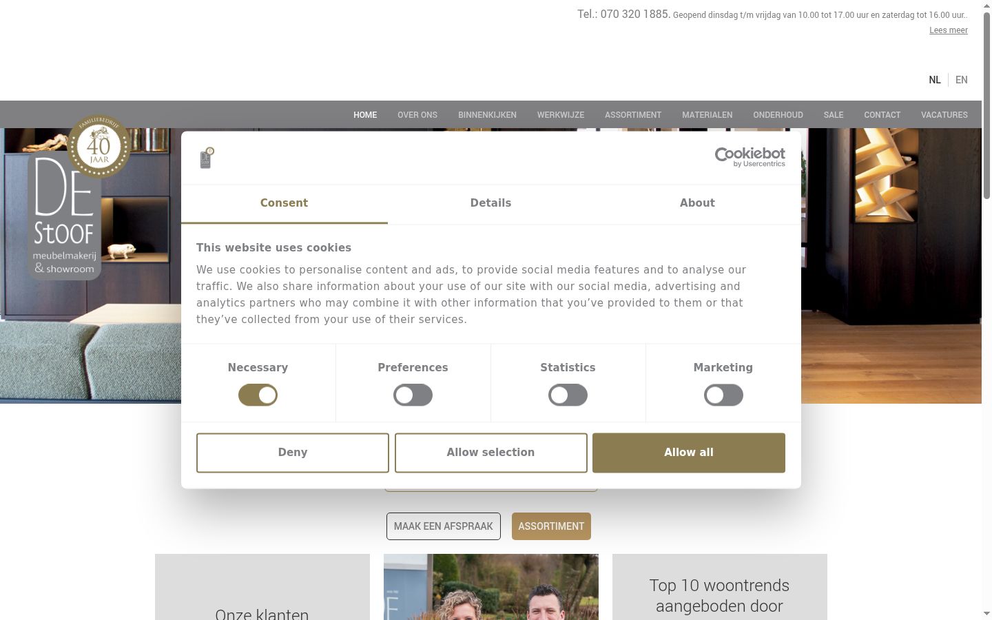 Screenshot tal-banner tal-kunsens muri qabel kwalunkwe interazzjoni