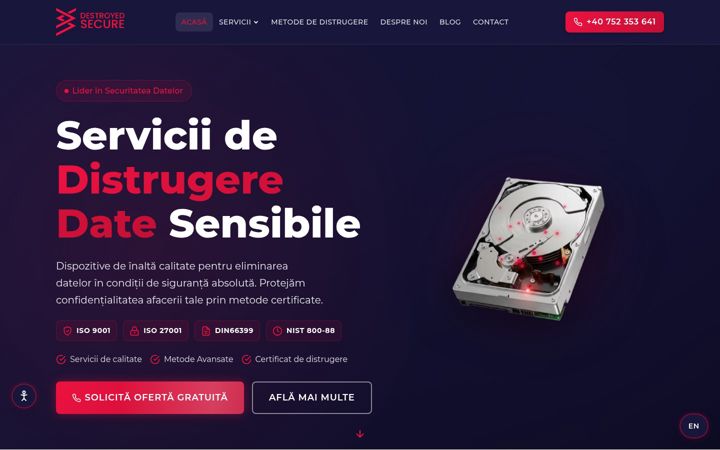 Screenshot stránky destroyedsecure.ro