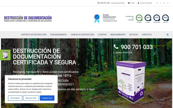 Screenshot of destrucciondedocumentacion.com