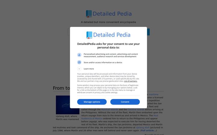 Screenshot of detailedpedia.com