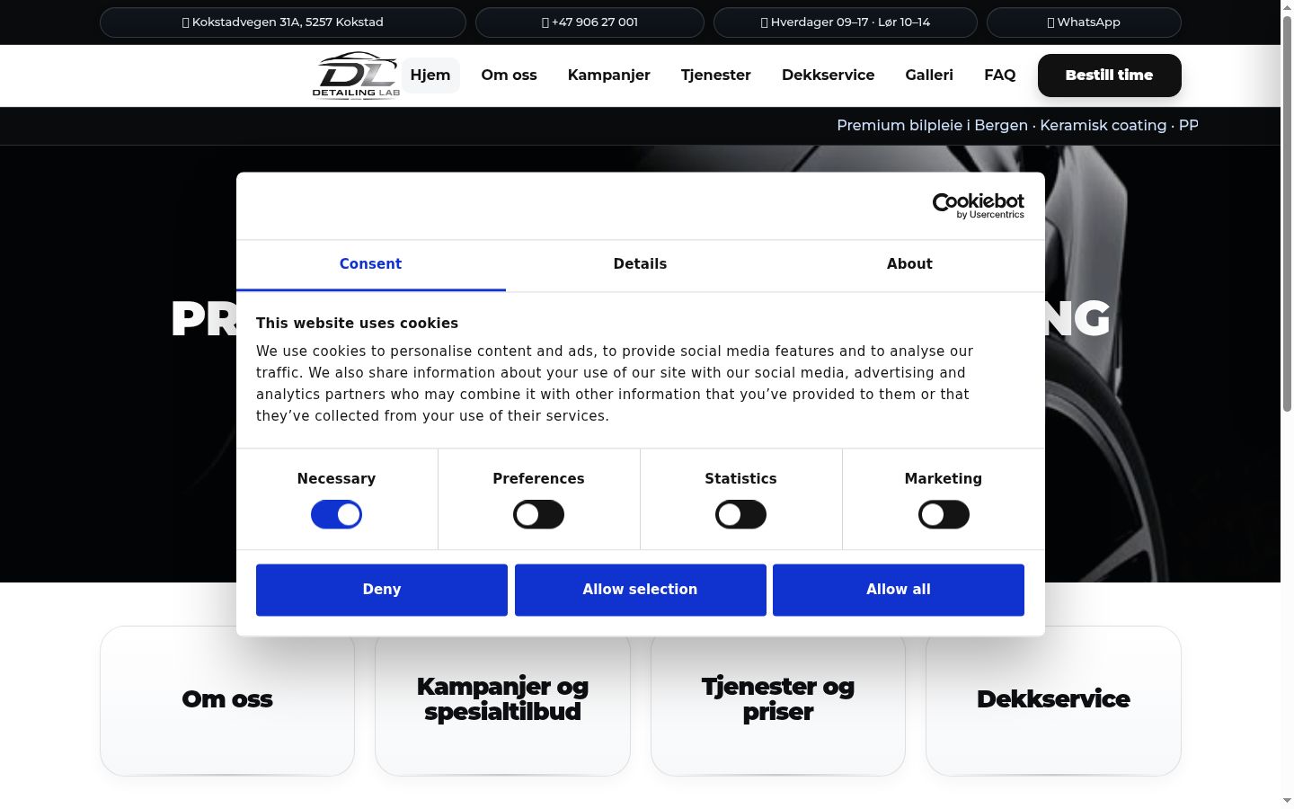 Screenshot of the consent banner shown before any interaction