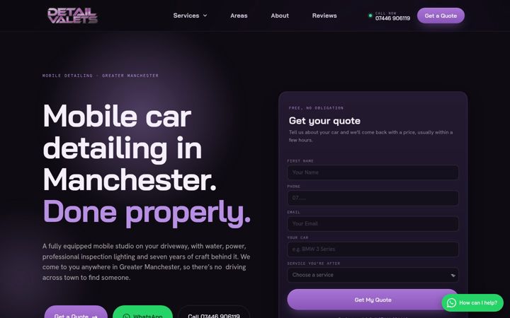 Screenshot of detailvalets.co.uk
