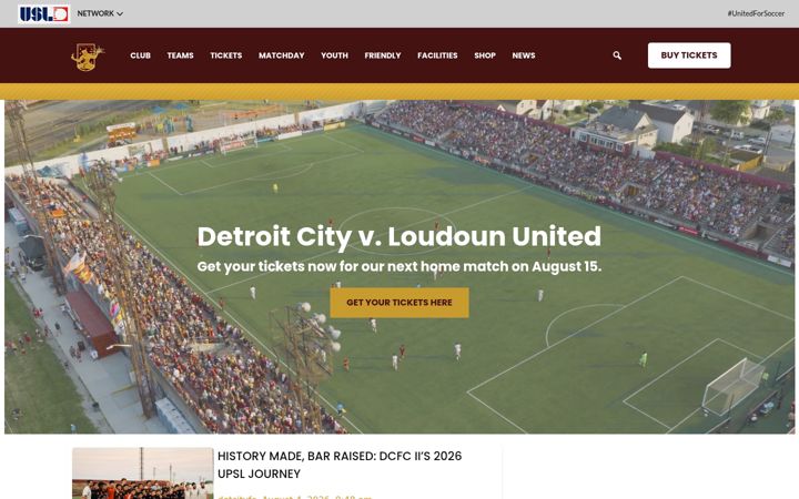Screenshot of detcityfc.com