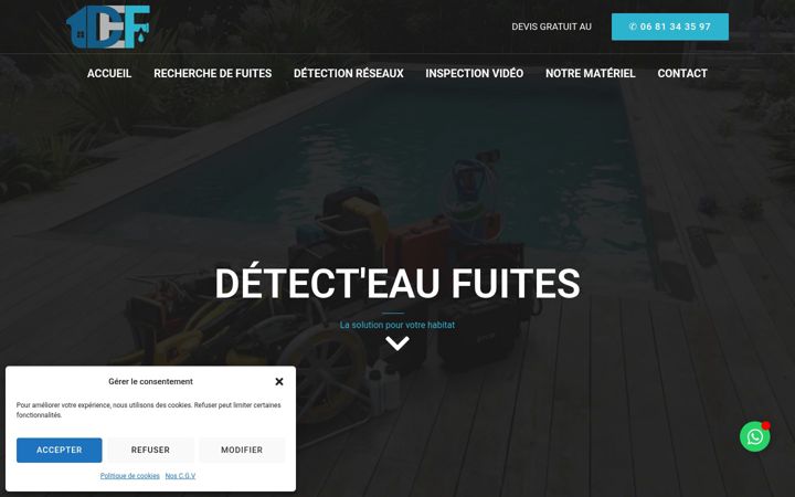 Ekraanipilt saidist detect-eau-fuites.fr