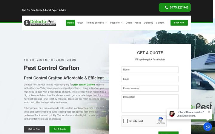 Captura de ecrã de detectapest.com.au