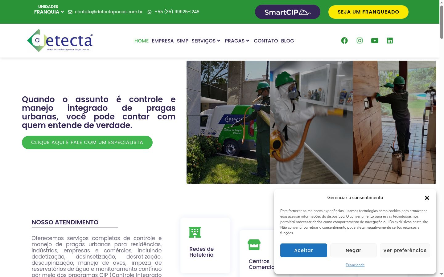 Captura de pantalla del banner de consentimiento mostrado antes de cualquier interacción