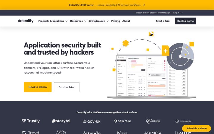 Screenshot of detectify.com