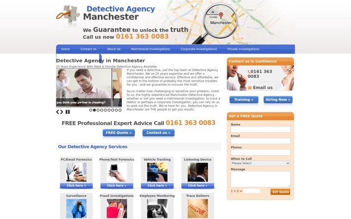 Screenshot of detectiveagency-manchester.co.uk