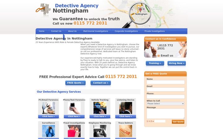 Screenshot of detectiveagency-nottingham.co.uk