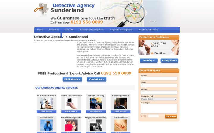 Screenshot of detectiveagency-sunderland.co.uk