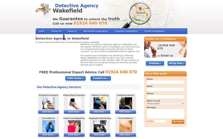 Screenshot of detectiveagency-wakefield.co.uk