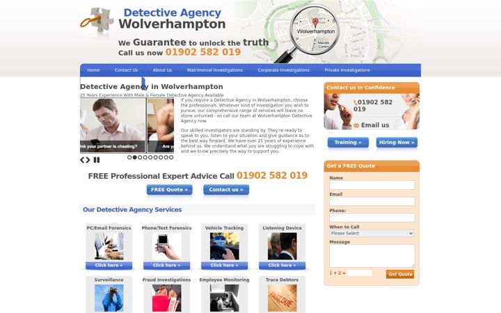Screenshot of detectiveagency-wolverhampton.co.uk