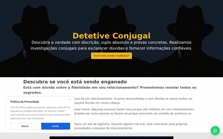 Captură de ecran a detectiveinternational.net